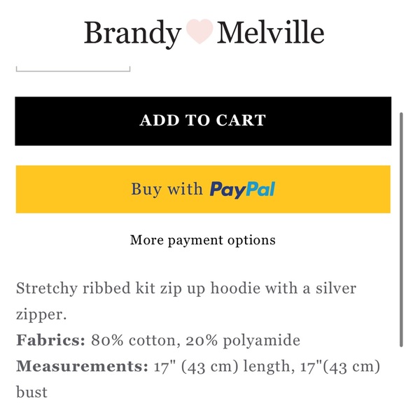 Brandy Melville ARDEN CROP HOODIE in grey - Picture 9 of 9